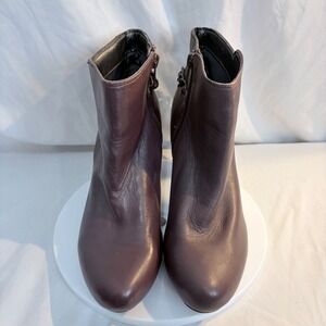 Easy Spirit Esparilynn Ankle Boots Burgundy Leather Chain Heel Womens 7M